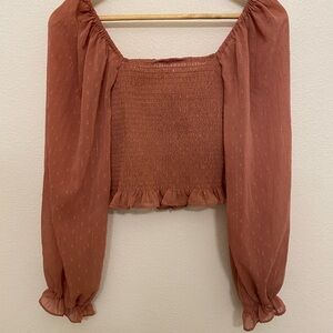 Bow-tie croppe long-sleeve top